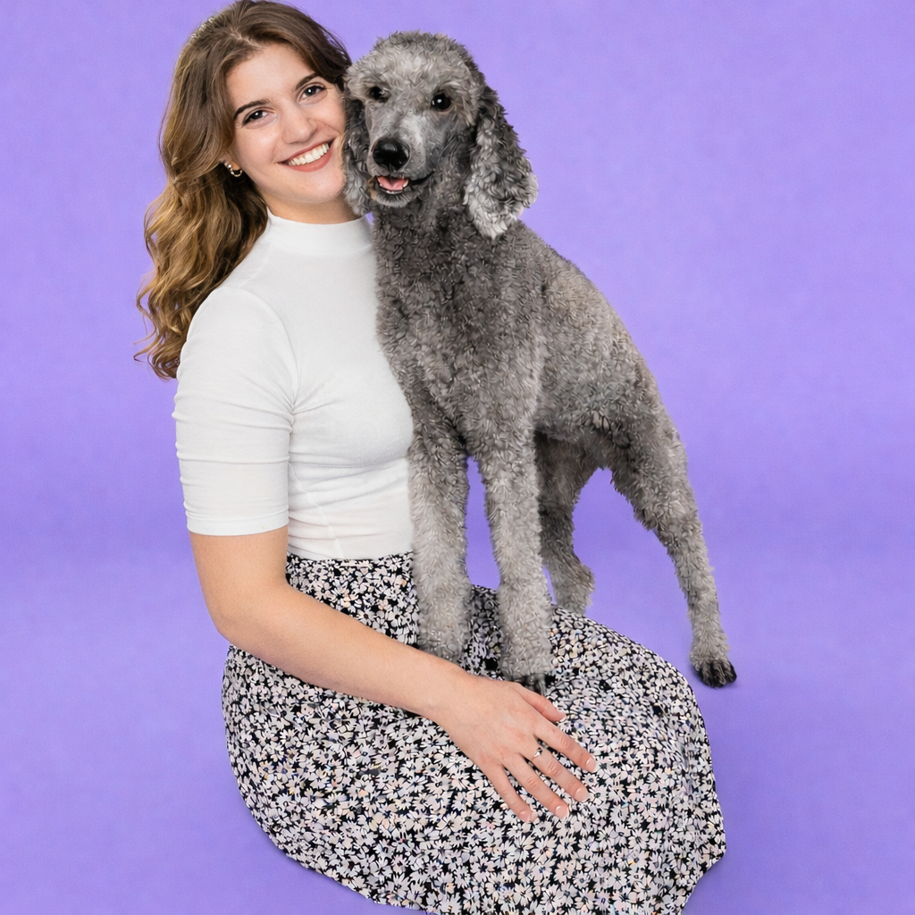Madelyn with Winnie (silver standard poodle)
